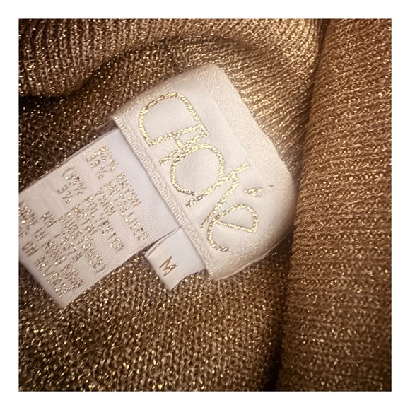 1990’s Caché Gold Lurex Turtleneck Pullover Sweater, Medium - Picture 4 of 6